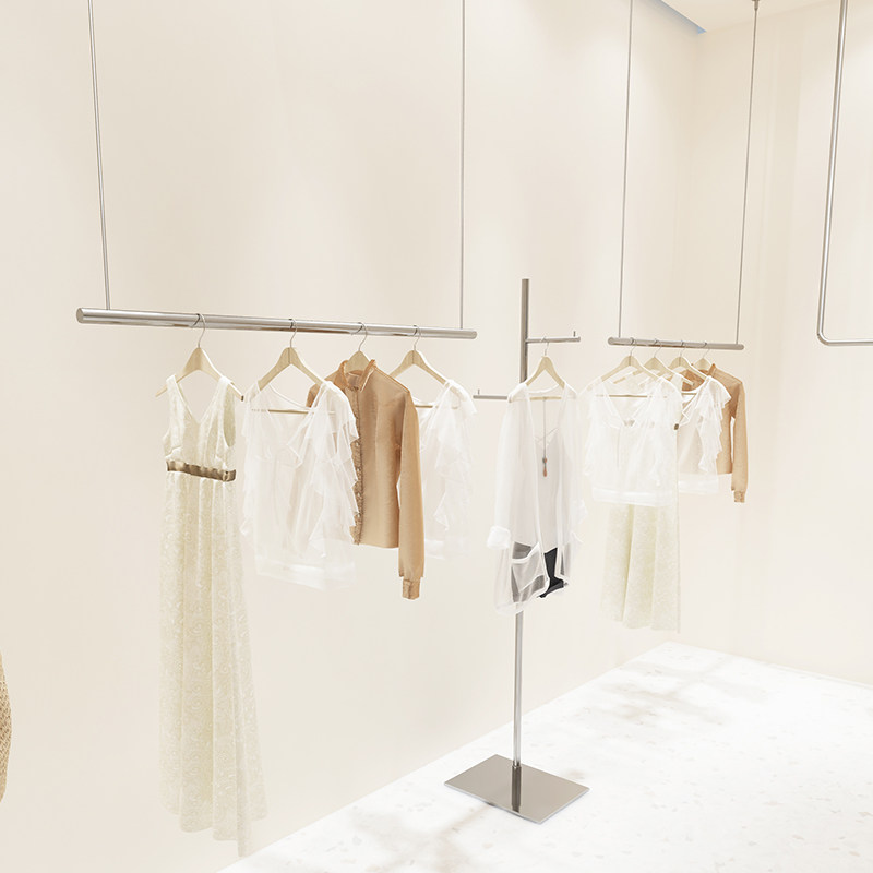 服装店展示架吊顶架悬挂女装店衣架钢丝绳吊杆橱窗装饰不锈钢吊架