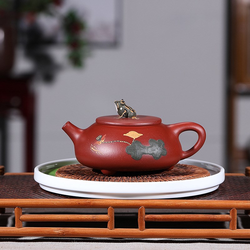 宜兴手工紫砂壶原矿大红袍荷塘月色石瓢套装套壶泡茶壶茶具