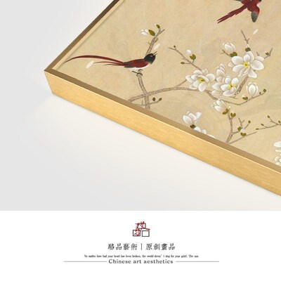 网红新中式客厅沙发背景墙四联组合装饰画玄关别墅走廊民宿入户挂