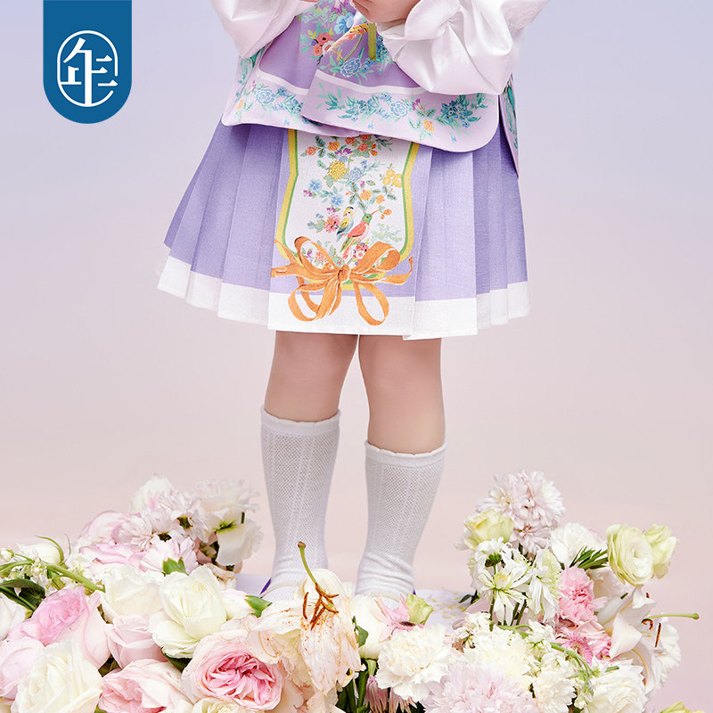 年衣童装女童短款马面裙半身裙夏2024新款古风儿童汉服新中式裙子