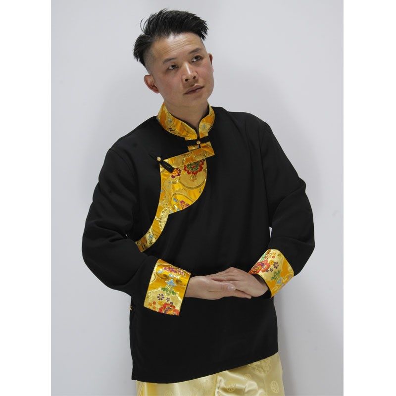 藏族白色衬衣男锅庄舞上衣表演服复古斜扣休闲日常生活装新款藏服