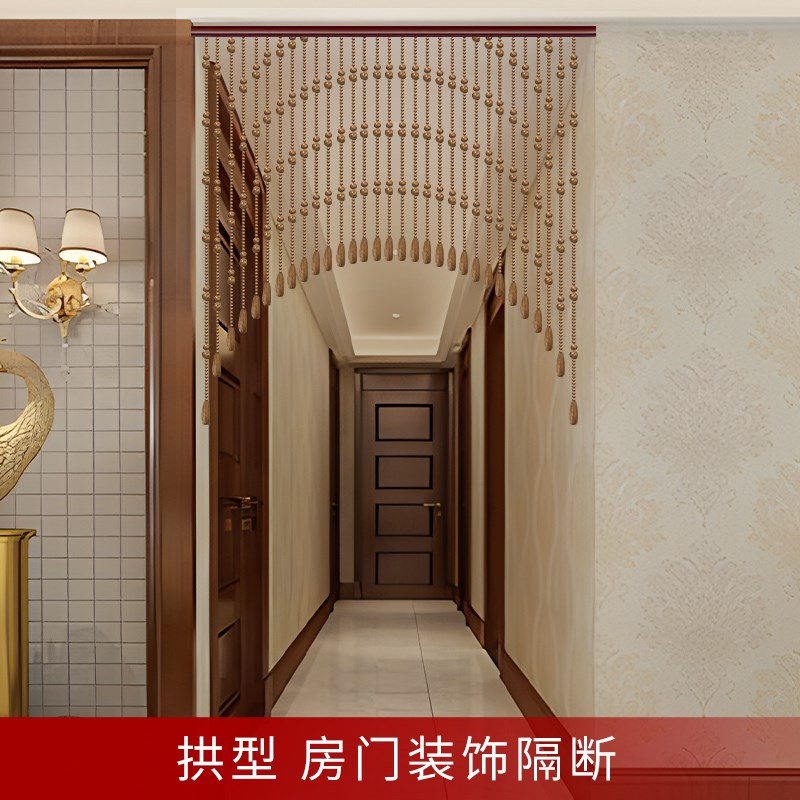 金丝檀木珠帘隔断帘葫芦门对门挂帘子客厅卫生间过道卧室中式门帘