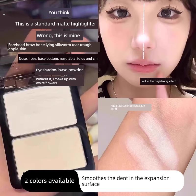 纯白色哑光高光双色腮红修容一体盘自然面部泪沟提亮眼影凹陷截断