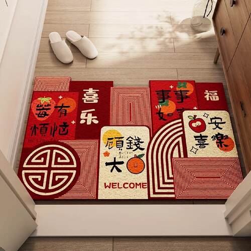 丝圈入户门地垫进门家用门垫防滑喜庆耐脏脚垫门口可裁剪门外地毯