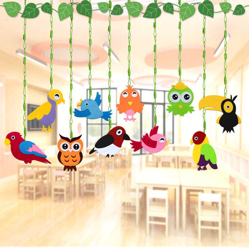 幼儿园环创春天教室走廊室内装饰吊饰空中挂件饰小鸟动物屋顶悬挂