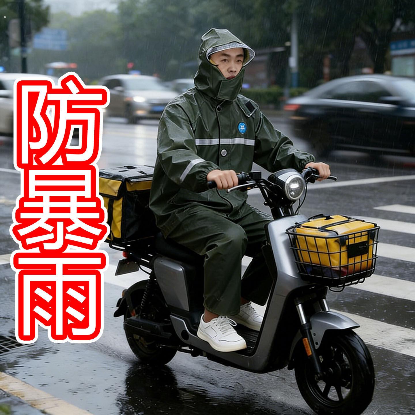 送外卖跑外卖骑手雨衣分体式加肥加大专用全套防暴雨加厚防水