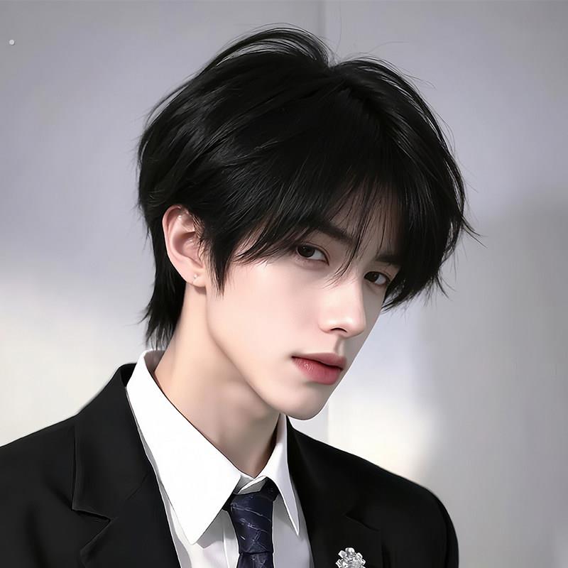 假发男短发韩系微分碎盖少年感自然蓬松帅气仿真发全头套