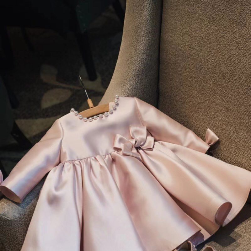 宝宝周岁礼服婴儿高端生日公主裙女孩钢琴演出服花童粉色礼服秋冬