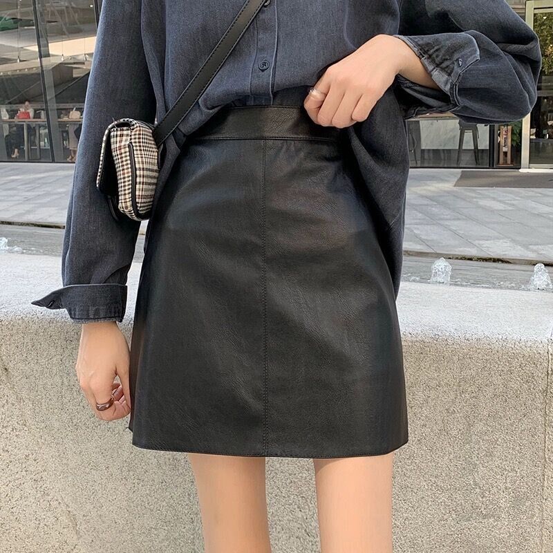 黑色皮裙半身裙女秋季新款百搭高腰显瘦PU包臀裙一步裙a字裙短裙