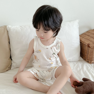 男童睡衣夏款儿童背心套装夏季薄款家居服小孩宝宝空调服男宝睡袋