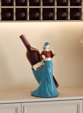 红酒架摆件中古风创意人物小众软装玄关收纳乔迁新居客厅酒柜装饰