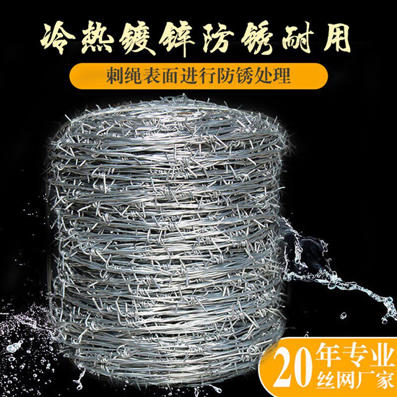 防盗刺绳防护网铁刺绳网刺铁丝防爬刺铁蒺藜围栏墙镀锌不生锈厂家