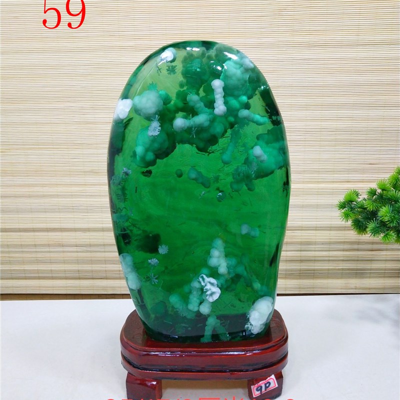 天然水晶精品琉璃美轮美奂晶莹剔透奇石观赏石绿色石头摆件收藏