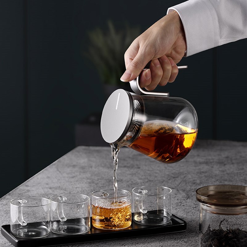 尚明高端玻璃泡茶壶家用加厚耐高温可加热煮花茶壶过滤大容量单壶