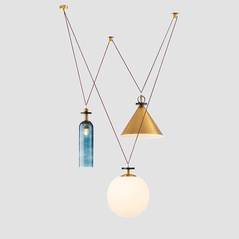 北欧创意个性滑轮艺术吊灯设计师服装店咖啡厅酒吧餐厅吧台吊灯