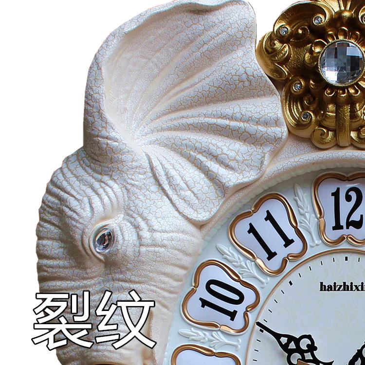 吉祥大象挂钟复古田园欧式静音挂钟客厅创意装饰石英摆钟大号挂钟