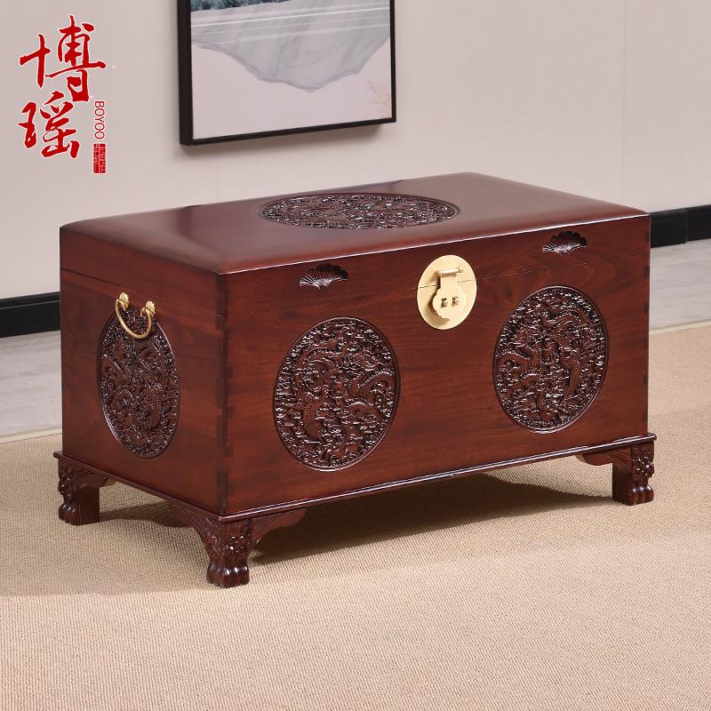 樟木箱香樟木箱子婚嫁箱陪嫁全樟木字画箱弧边储物箱实木衣箱带脚