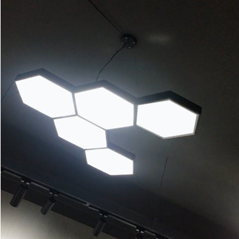 六边形超薄办公室吊灯健身房舞蹈室网咖蜂巢拼接造型彩色六角吊灯