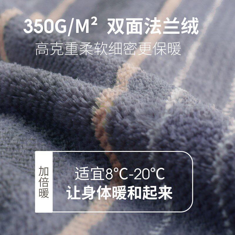 轩靓【抗静电】珊瑚绒睡袍男士冬季加绒加厚睡衣法兰绒浴袍家居服