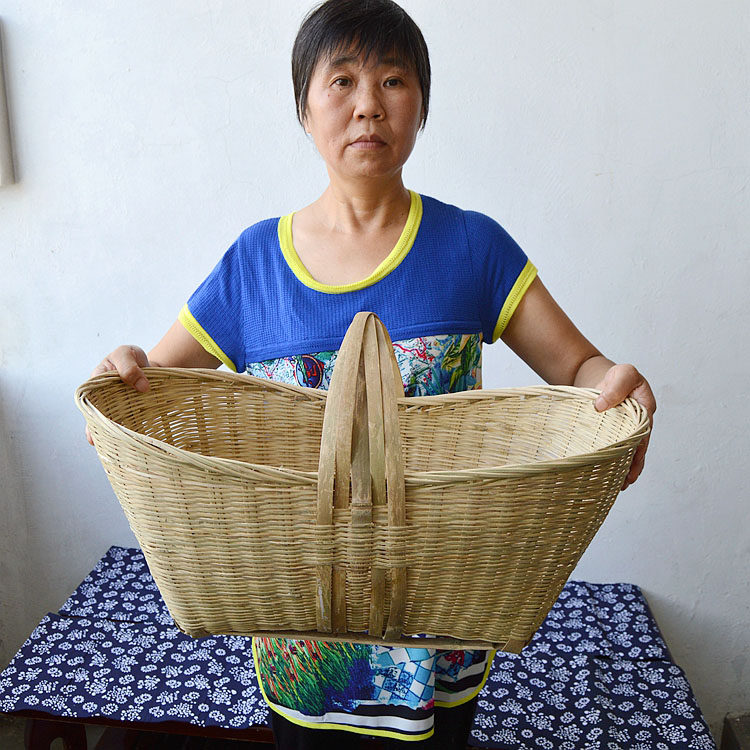 包邮手工竹编竹篮收纳筐竹篓竹制品茶叶采摘篮手提菜篮子绿色环保