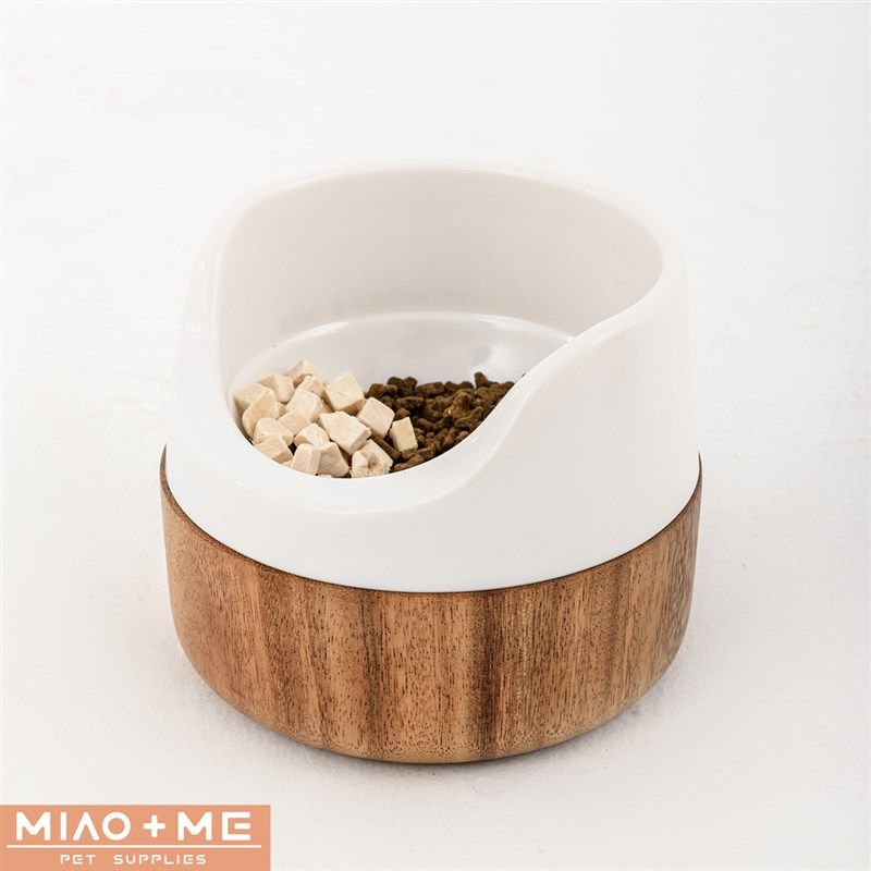 我与招财MIAO&ME保护颈椎防洒出易清洗实木底座宠物食盆猫碗狗盆