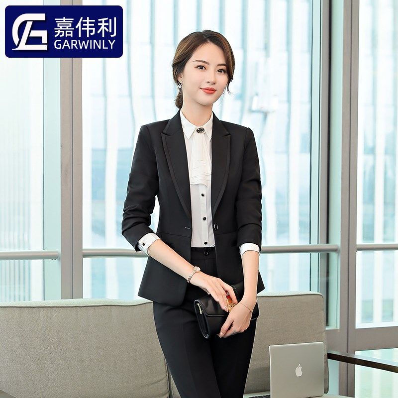 酒店经理工作服秋冬装女餐饮前台领班收银员长袖销售面试职业正装