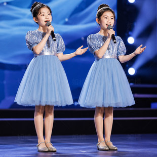 国庆儿童小学生爱国合唱朗诵演讲比赛演出服女童蓬蓬裙主持人礼服
