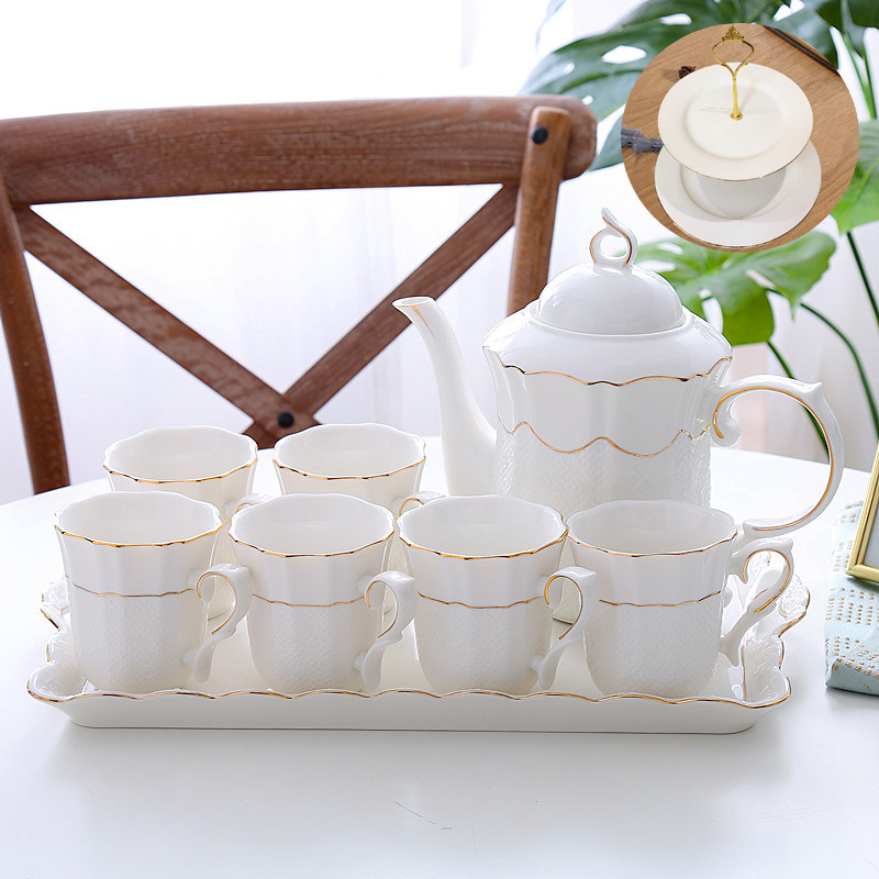 简约杯子套装家用杯具茶具客厅欧式冷凉水壶陶瓷茶壶茶杯水杯套装