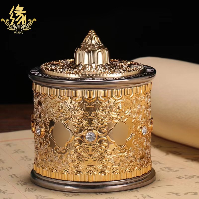 藏式磁悬浮转金轮藏经电动转金筒家用转桶摆件西藏桌面转动轮手拨