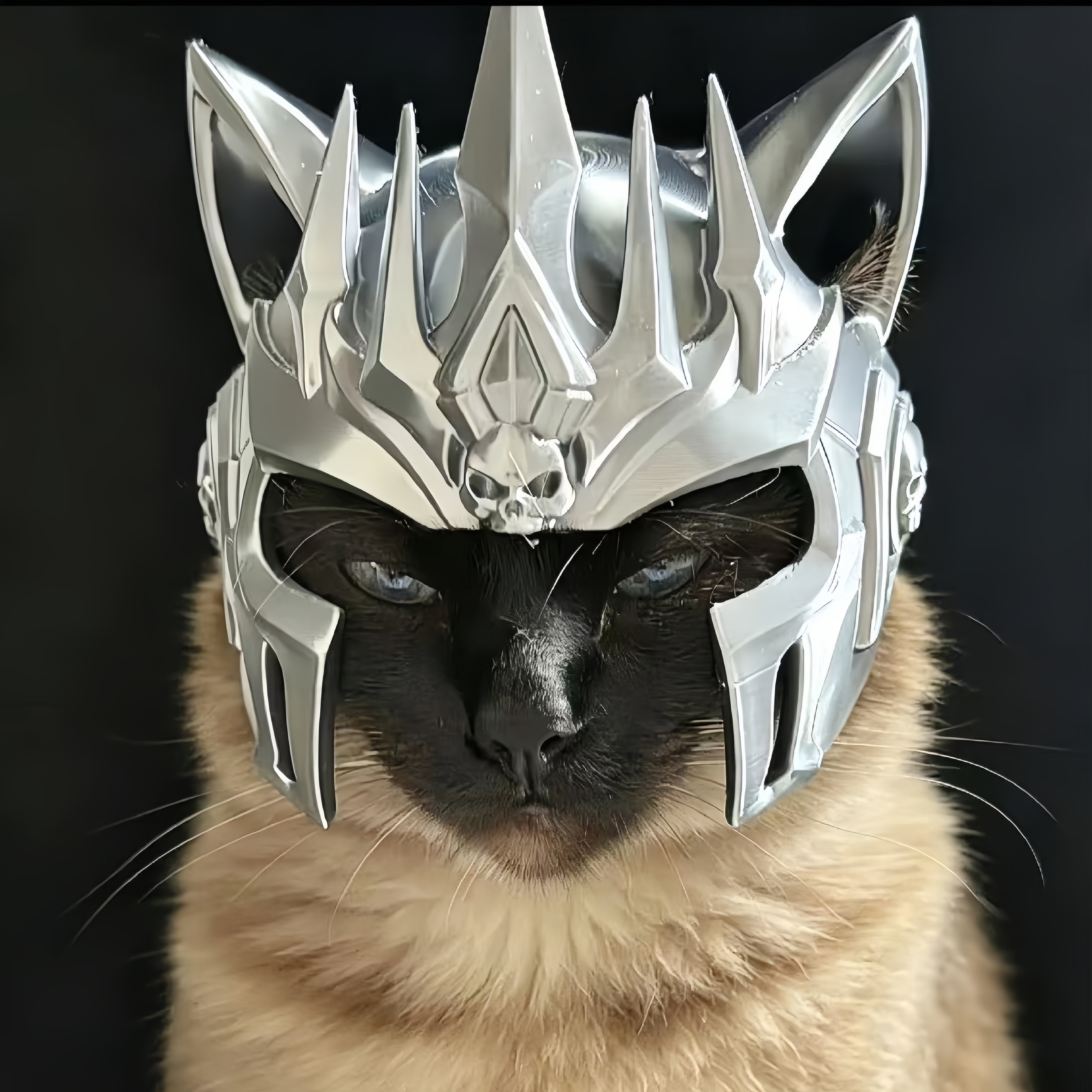 史上好的巫妖王毛头盔！万圣节宠物猫cos面具头套3D打印拍照道具