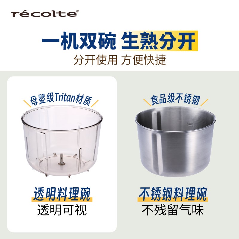 丽克特家用料理机RCP-6搅拌机不锈钢小型婴儿辅食绞肉和面搅碎机