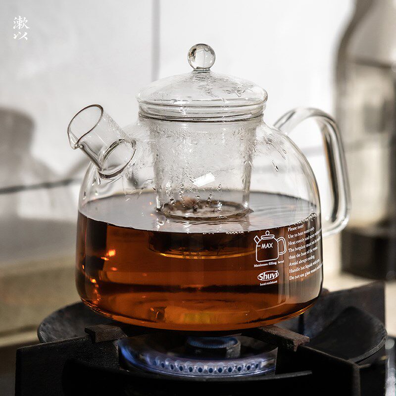漱以耐热玻璃茶壶直火烧水玻璃壶 大容量泡茶壶 北欧风茶具 高硼
