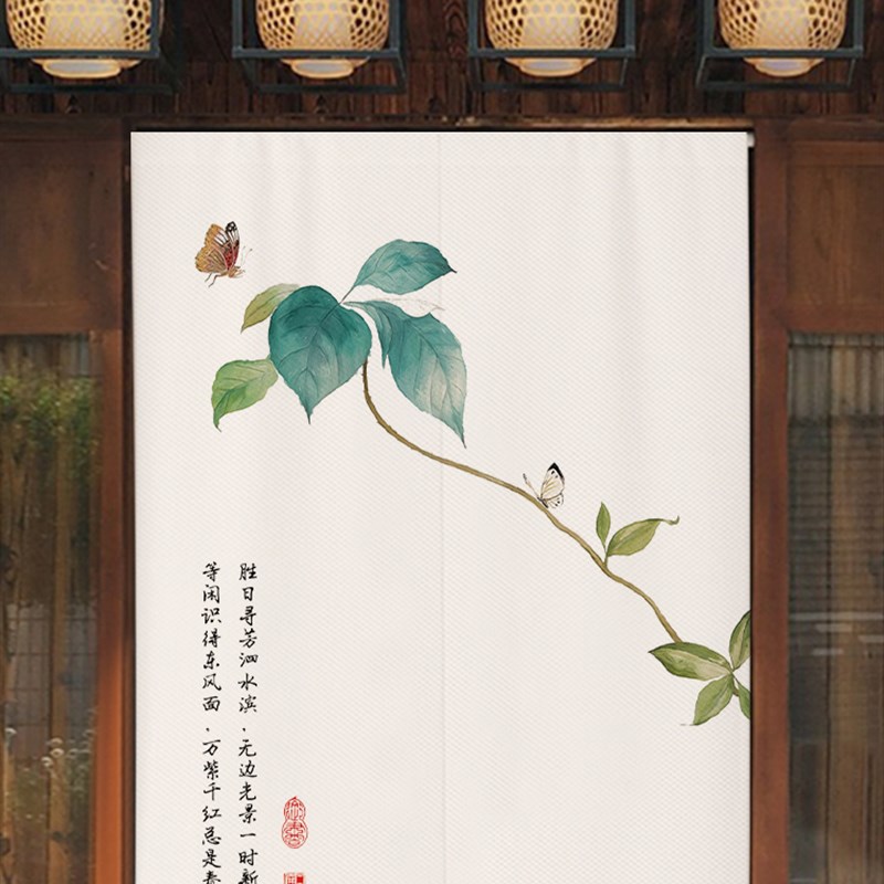 中式门帘隔断帘短帘中国风布帘室内古风入户客厅简易家用布艺帘子
