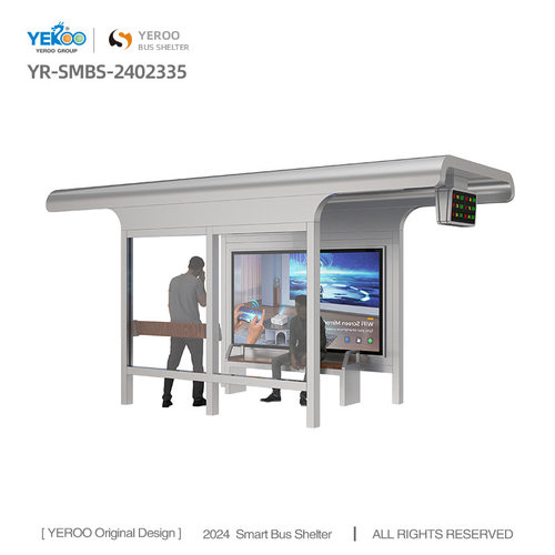 Outdoor Solar Power Metal Smart Bus Stop Shelter Design