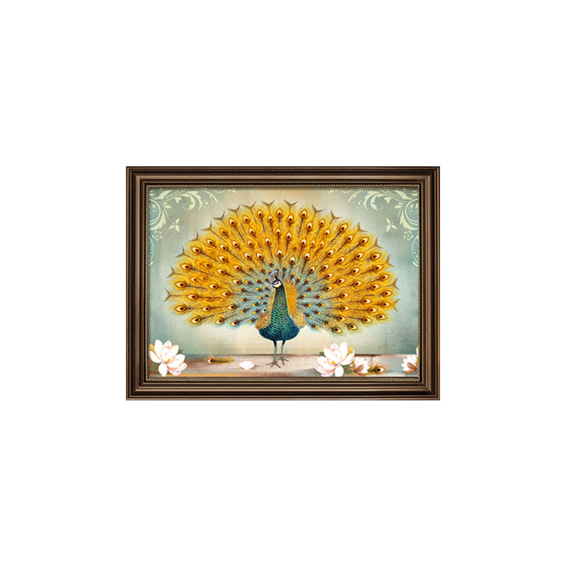 孔雀开屏餐厅装饰画美式墙面挂画客厅壁画高级感大气油画2026新款
