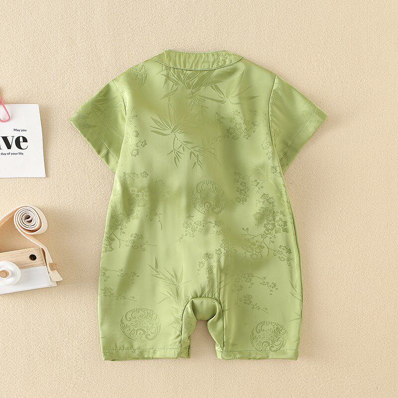 婴儿夏装盘扣开衫连体衣宝宝汉服夏季薄款婴幼儿百天满月衣服洋气