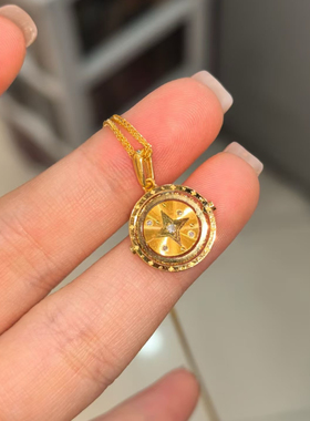 s925纯银复古时尚精致转运星仪月相项链轻奢小众百搭高级感锁骨链
