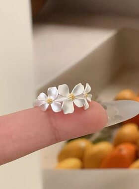 【饰柿如意】S999纯银女小众百搭清冷感轻奢气质生花植物花卉指环