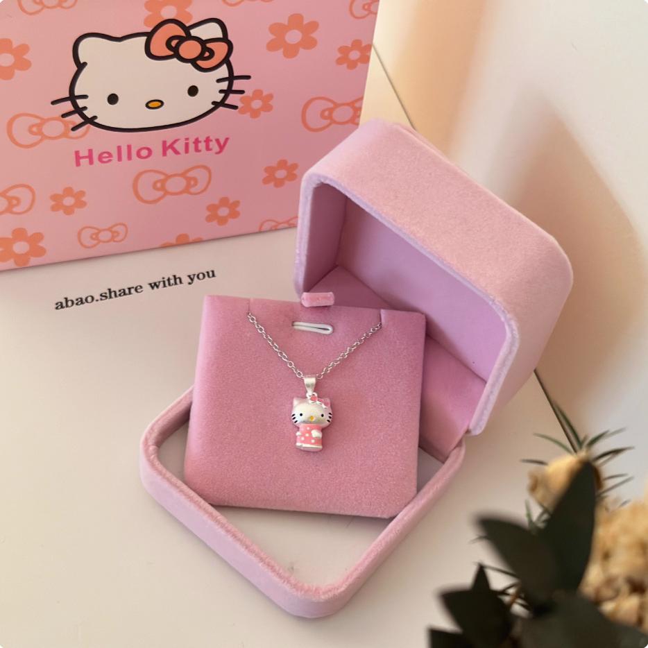 【一物一证】S999纯银链女生甜美可爱凯蒂猫吊坠项链学生饰品礼物