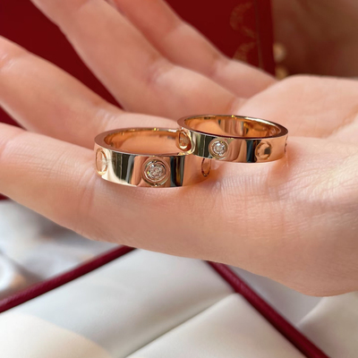 18K金戒指女AU750玫瑰金情侣对戒