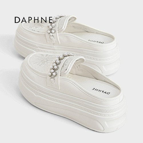 Daphne/达芙妮网纱一脚蹬凉拖