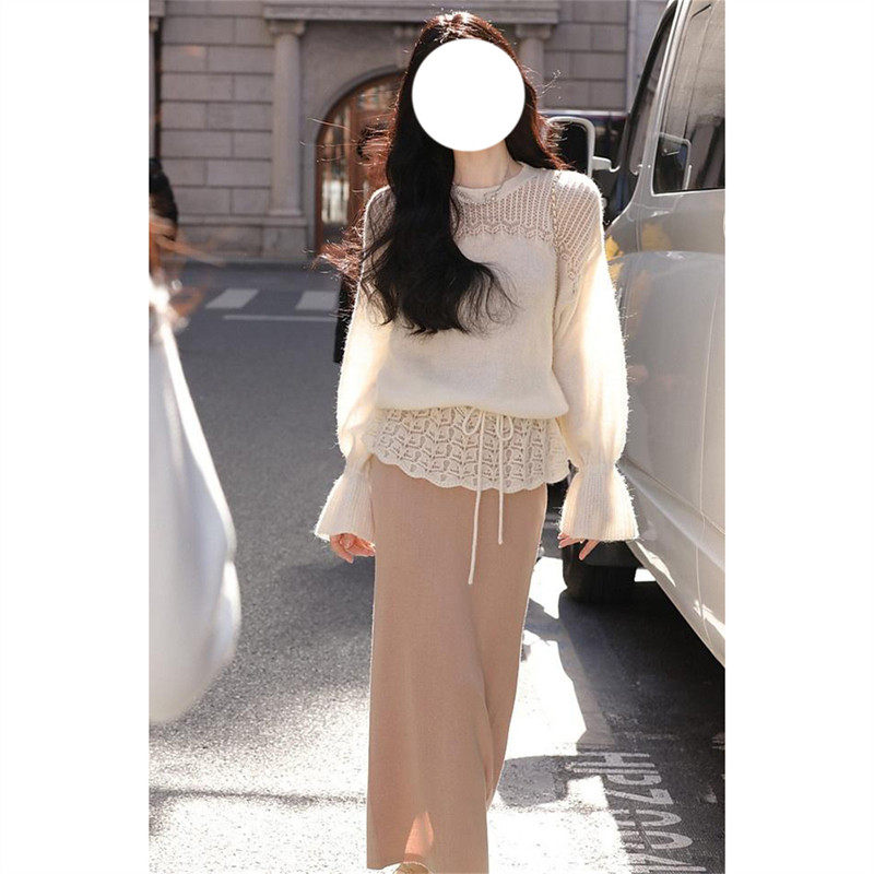 2026春季新款镂空花边针织衫胖MM大码女装春季新款毛衣设计感上衣