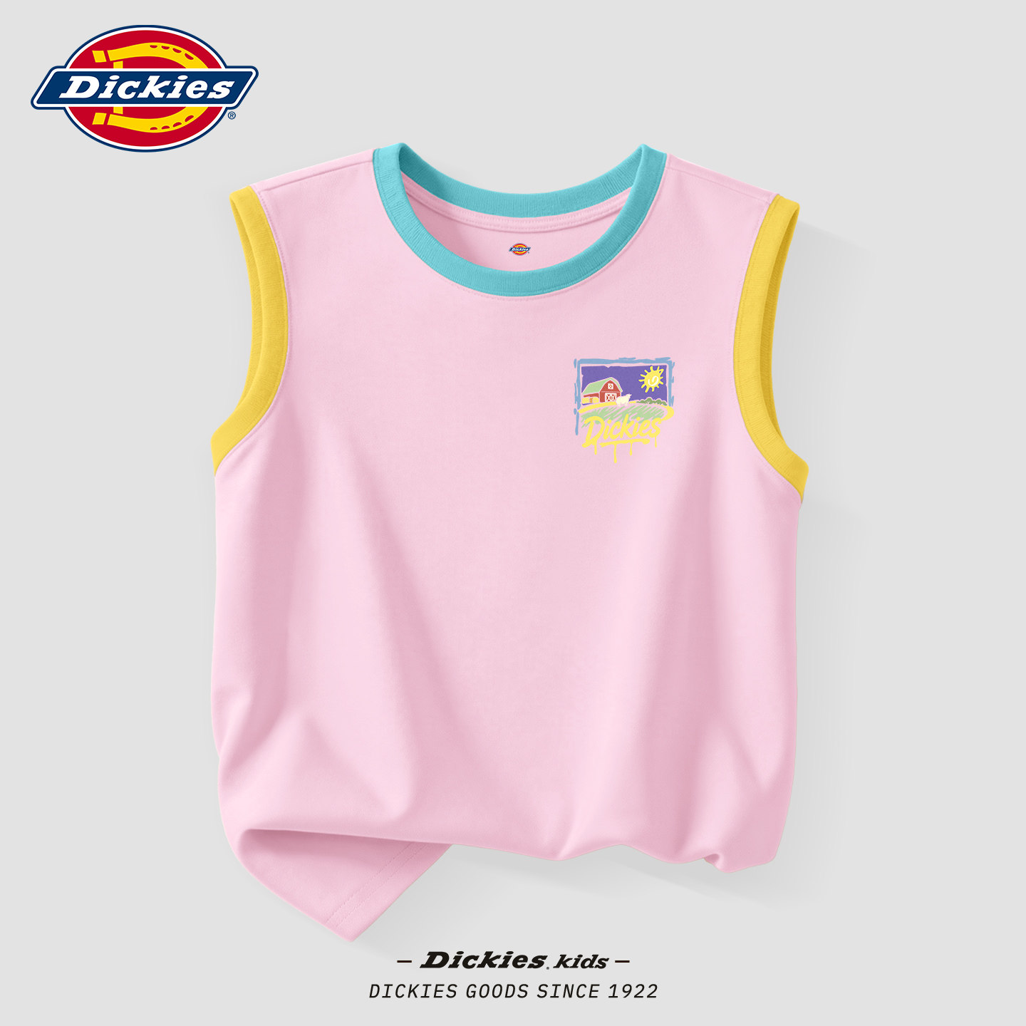 Dickies童装女童t恤背心夏2026新款外穿儿童上衣薄款女孩卡通衣服