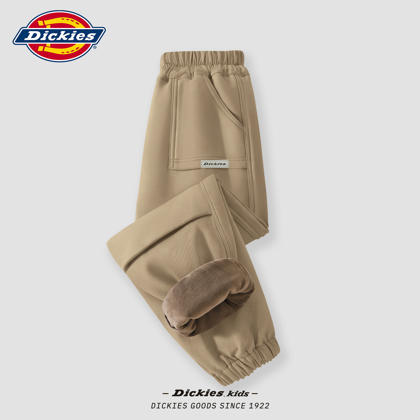 Dickies男童加绒裤子冬季2026新款男孩保暖工装裤冬装儿童束脚裤