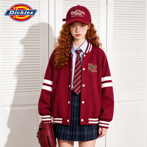 Dickies女童春秋薄款外套2026新款儿童棒球服学院风女孩夹克秋装