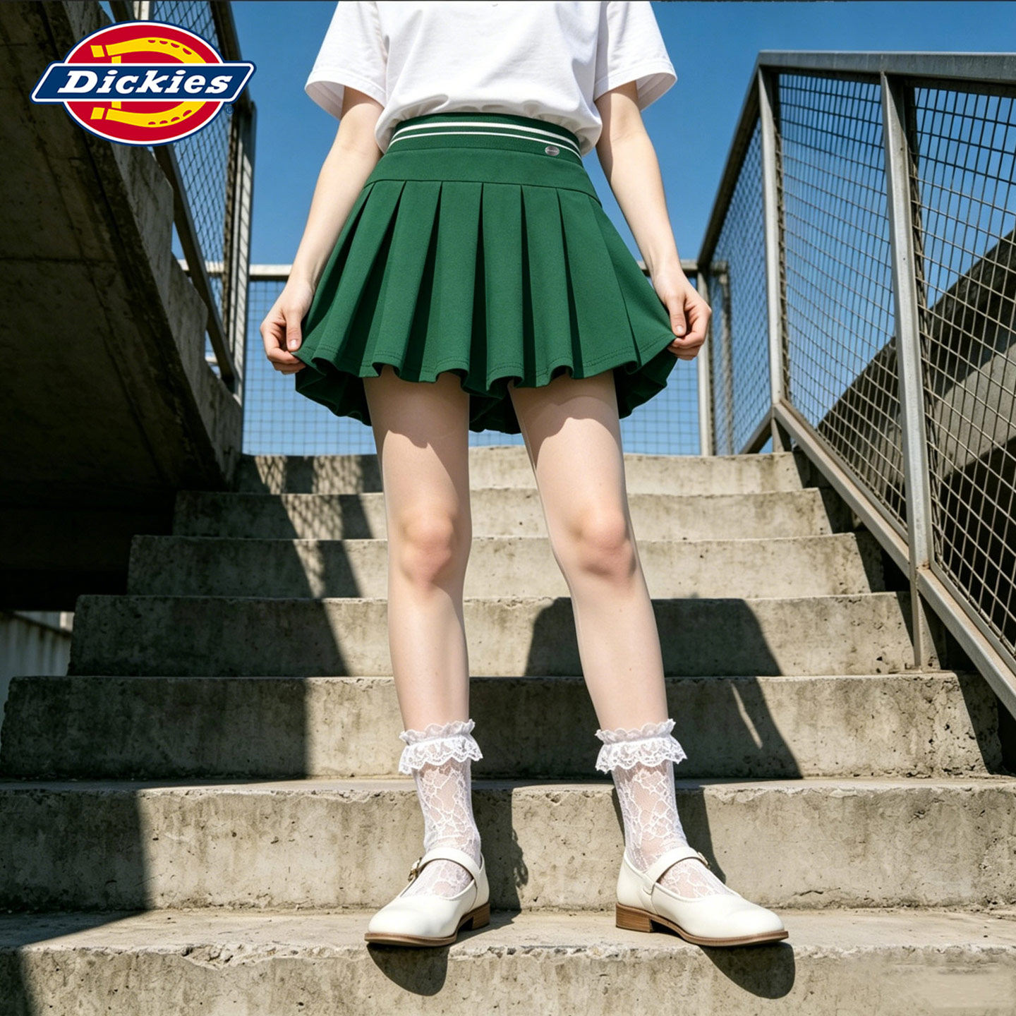 Dickies童装女童夏季百褶短裙2026新款儿童学院风裙子小女孩夏装