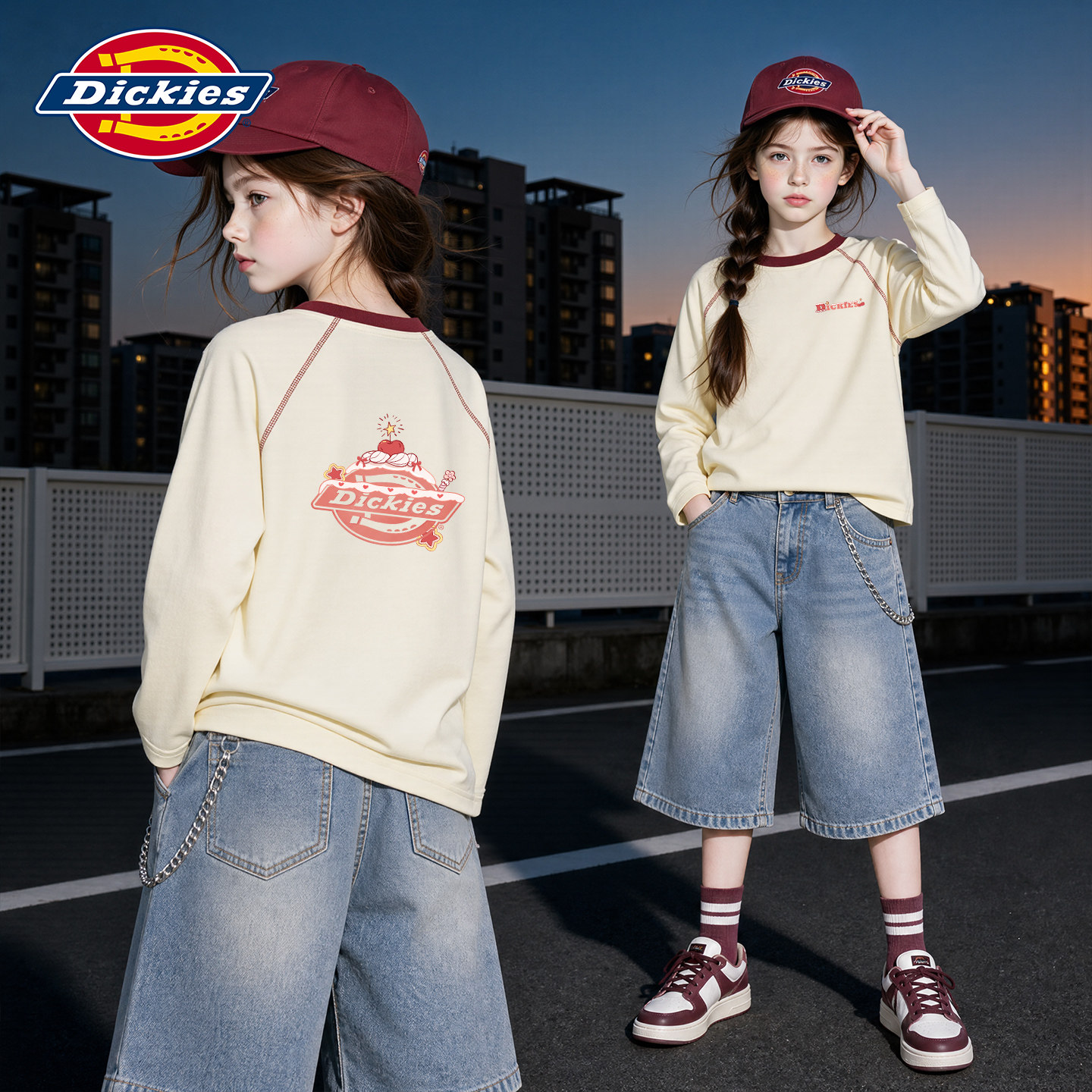 Dickies女童春秋款上衣2026新款童装秋装女孩长袖漂亮儿童t恤抗菌