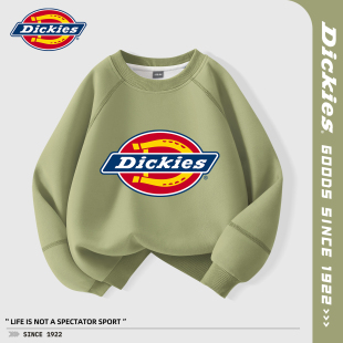 Dickies儿童卫衣2026新款秋季薄款男孩休闲上衣绿色帅气男童秋装