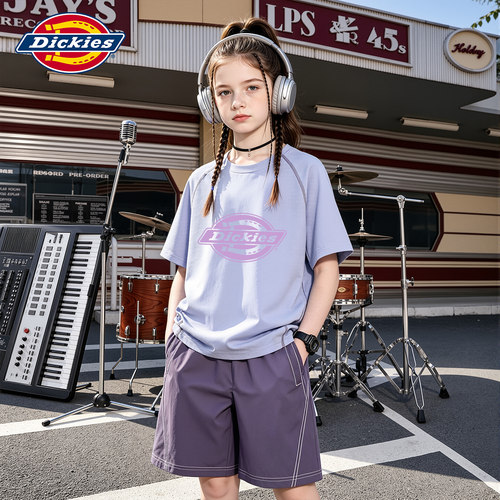Dickies女童运动服套装2026新款夏季中大童短袖短裤洋气儿童夏装