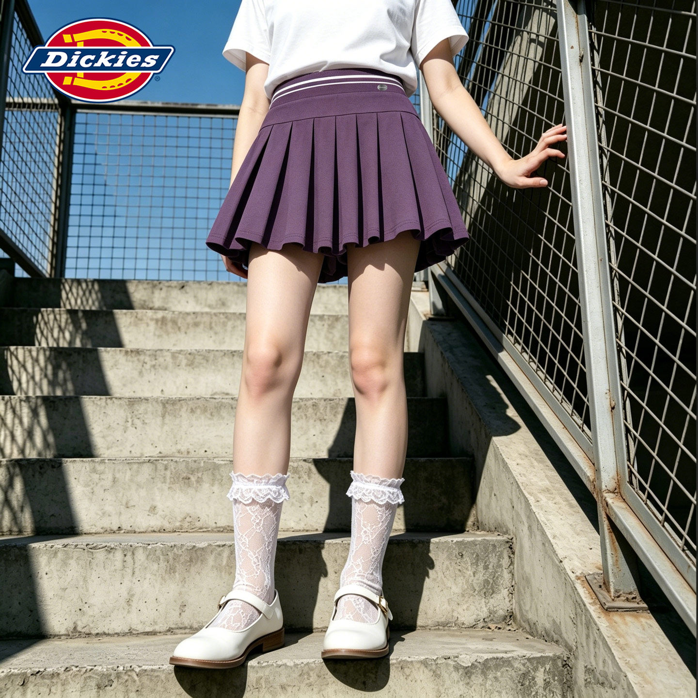 Dickies女童夏日百褶裙2026新款儿童休闲短裙时髦小女孩宽松裙子